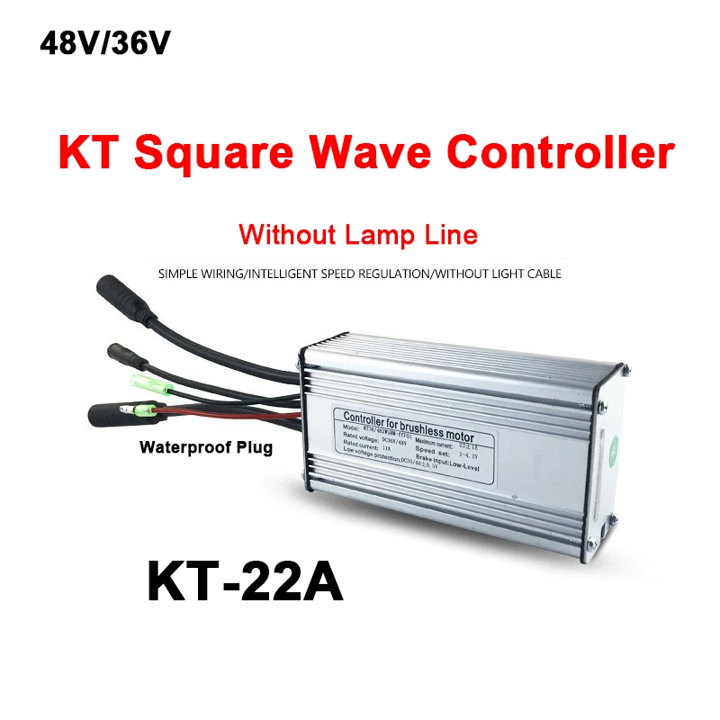 Original e-Bike KT Controller 36V/48V 9-tube KT-22A Square Wave Controller Waterproof joint Without light wire