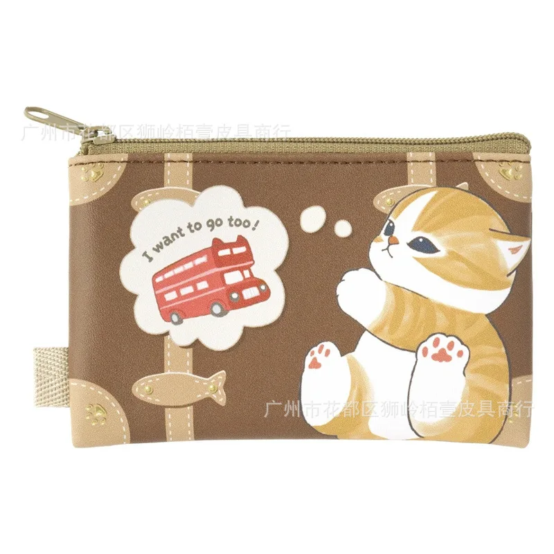 Bolsa de almacenamiento de gato tiburón con sello bonito de dibujos animados japoneses, Mini bolsas de maquillaje de varios lápiz labial pequeño y elegante de viaje de estilo británico