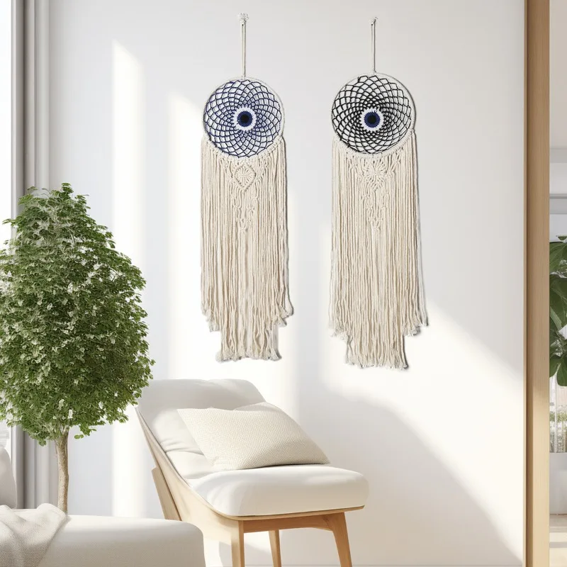 Handwoven Guesthouse Decor Nordic Fringe Tapestry Art Hanging Bohemian Living Room Wall Textile Handmade Cotton Wall Decoration