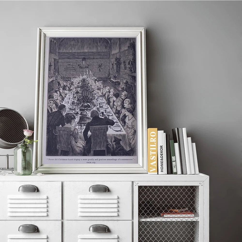 عيد مأدبة خمر أسود أبيض الفن طباعة ملصق تجميع العدات قماش اللوحة ديكور جدار الصورة