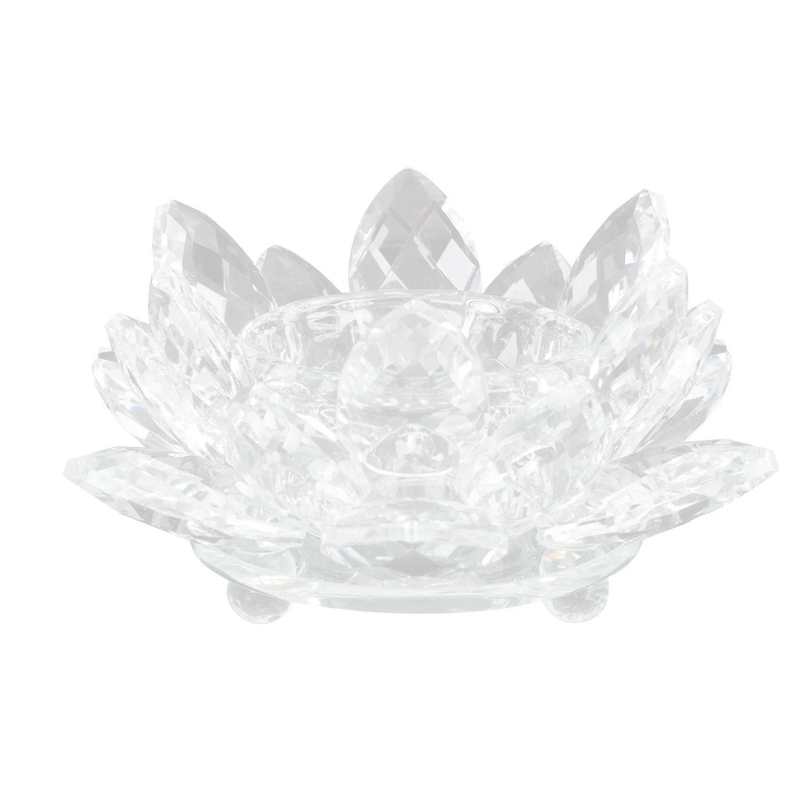 

Elegant Glass Lotus-Shaped Holder Lamp Holder for Buddha Hall Temple Decor Buddhist Candlestick Art