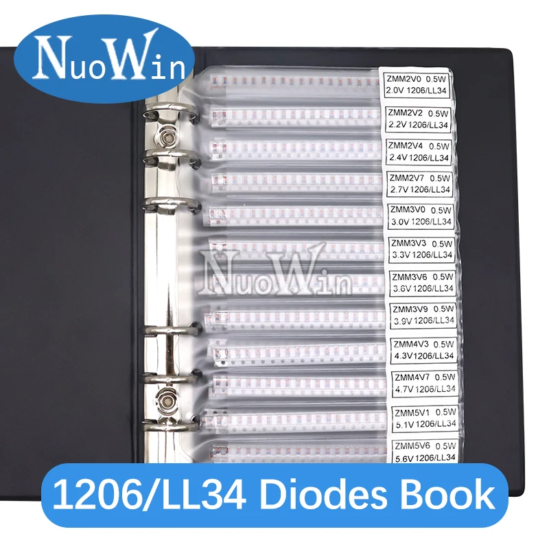 LL34 SMD Zener Diode Sample Book LL4148 1/2W 2V-47V 34Values Package 0.5W Series Commonly Used Assorted Kit