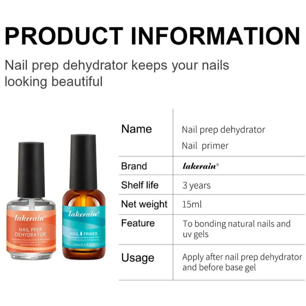 

2 шт. Новые 15 мл гель-праймеры для ногтей, быстросохнущие, прозрачные, базовые, для маникюра, стойкие, дегидраторы для подготовки к снятию гель-лака