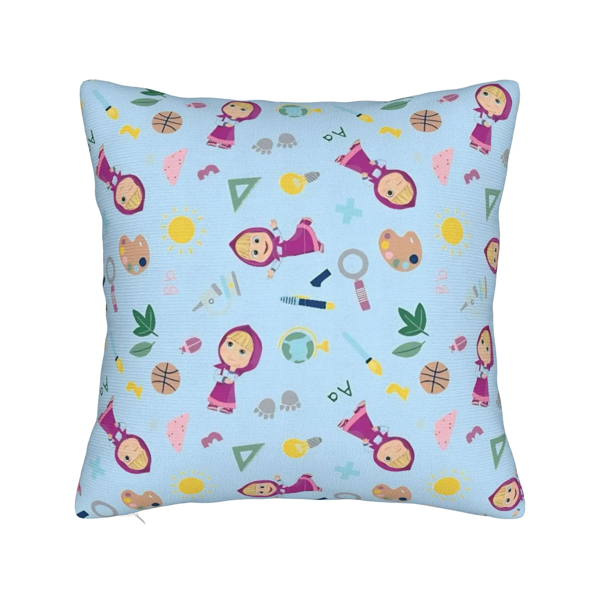 Cute Cartoon M-Masha and Bear Pillowcase Printing Polyester Cushion Cover Decoration  Pillow Case Cover Home Zipper 40X40cm