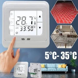 1pc Digital Thermostat Touchscreen Underfloor Heating Room Controller Floor Sensor 86x86x14mm Home Improvement White