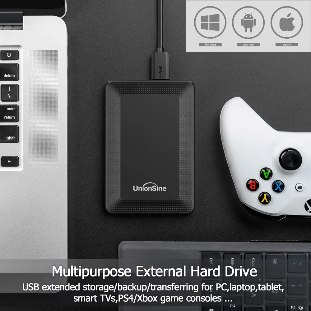UnionSine-disco duro externo portátil HDD de 2,5 ", memoria de 500gb/1tb, unidad Flash de alta velocidad, HDD para juegos/escritorio/portátil/PS4