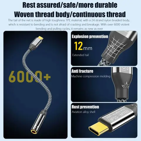 USB Typ C till 3,5 mm hona hörlursuttagsadapter USB C till Aux-ljudkabel för iPhone 15 Laptop Mate 60 Huawei Med Samsung Etc. 10 best sales USB till ljuduttag - №10