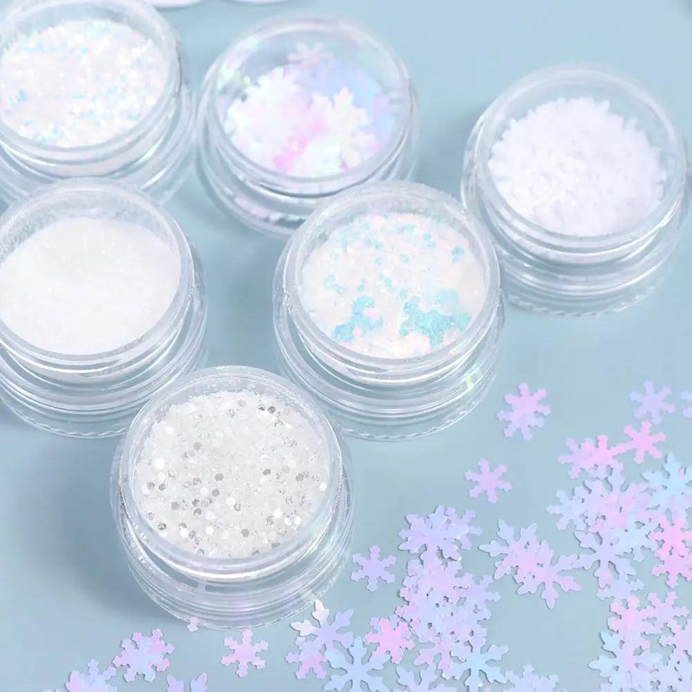 6Pcs/set Nail Pigment Dust Christmas Nail Sequins Manicure Tools Nail Art Decorations Christmas Glitter Flakes