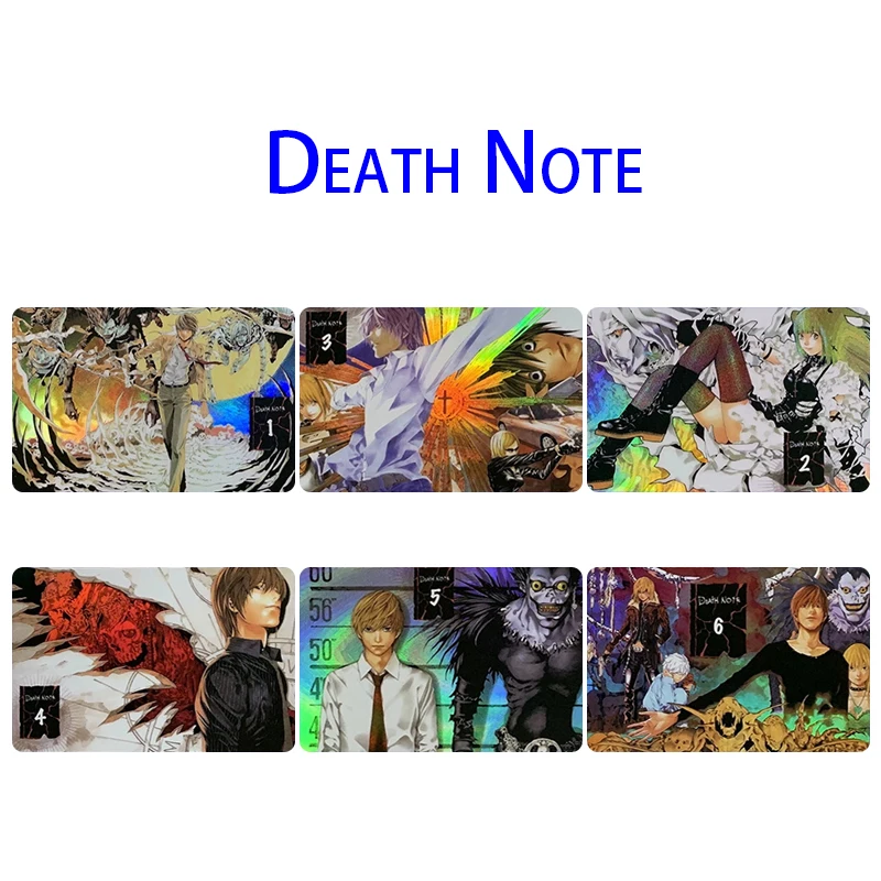 6Pcs/set Death Note Bronzing Collection Card Homemade Board Game Card Yagami Light Anime Characters Kids Toys Christmas Gift