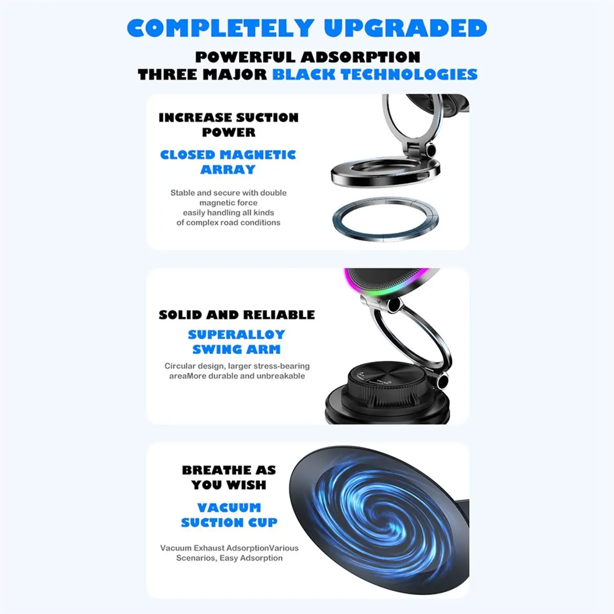 goodidea Suction Magnetic Car Phone Holder, Magnetic Car Phone Holder Mount Foldable Adjustable Car Mount