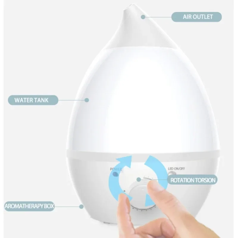 1.3L Air Humidifier  Essential Oil Diffuser Purifier Mist Maker Knob Adjustment Large Spray 7 Color Lights   Bedroom