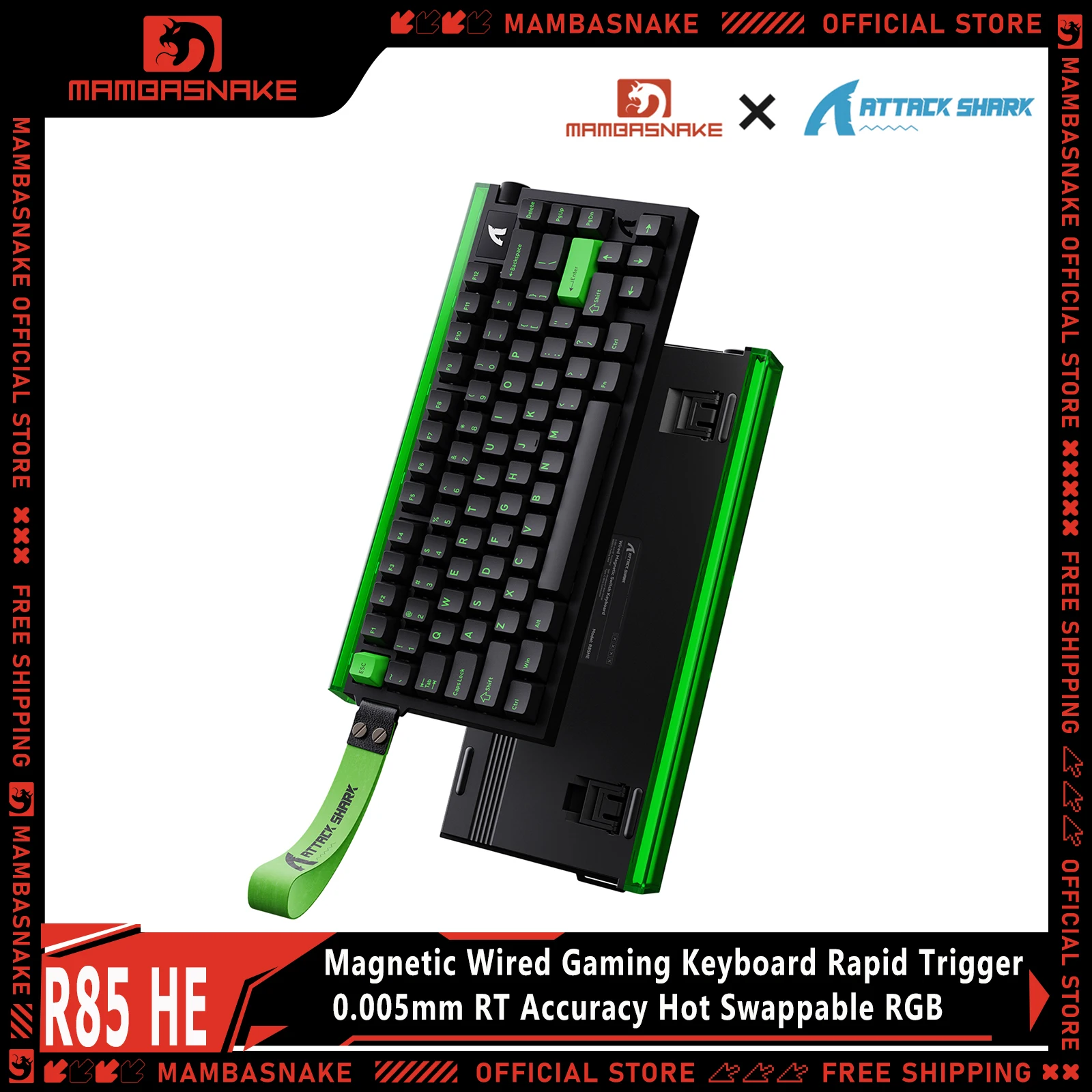 

ATTACK SHARK R85 HE 75% Wired 8KHz Rapid Trigger Keyboard Magnetic Switch with Custom Lightbox, 0.005mm RT Accuracy