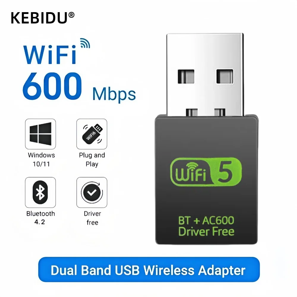 600Mbps USB WiFi Bluetooth Receiver Transmitter  2 in 1 Dongle Dual Band USB Wifi Adapter Wireless Network Card For PC Laptop
