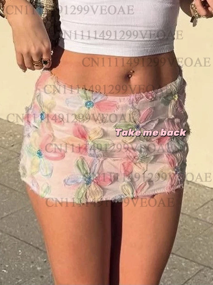 

2026 Colorful Flowers Skirts Women Sequins Patchwork Mesh Summer Trend Sweet Street Party Casual Holiday Chic Mini Bottoms
