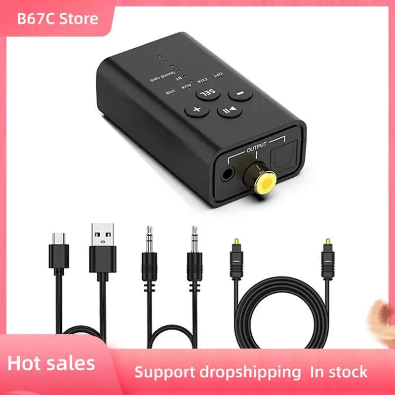 B67C USB Bluetooth Audio Receiver 5.2 For Speaker Amplifier PC TV AUX/Fibre-Optical/Coaxial USB Audio Converter Conversion