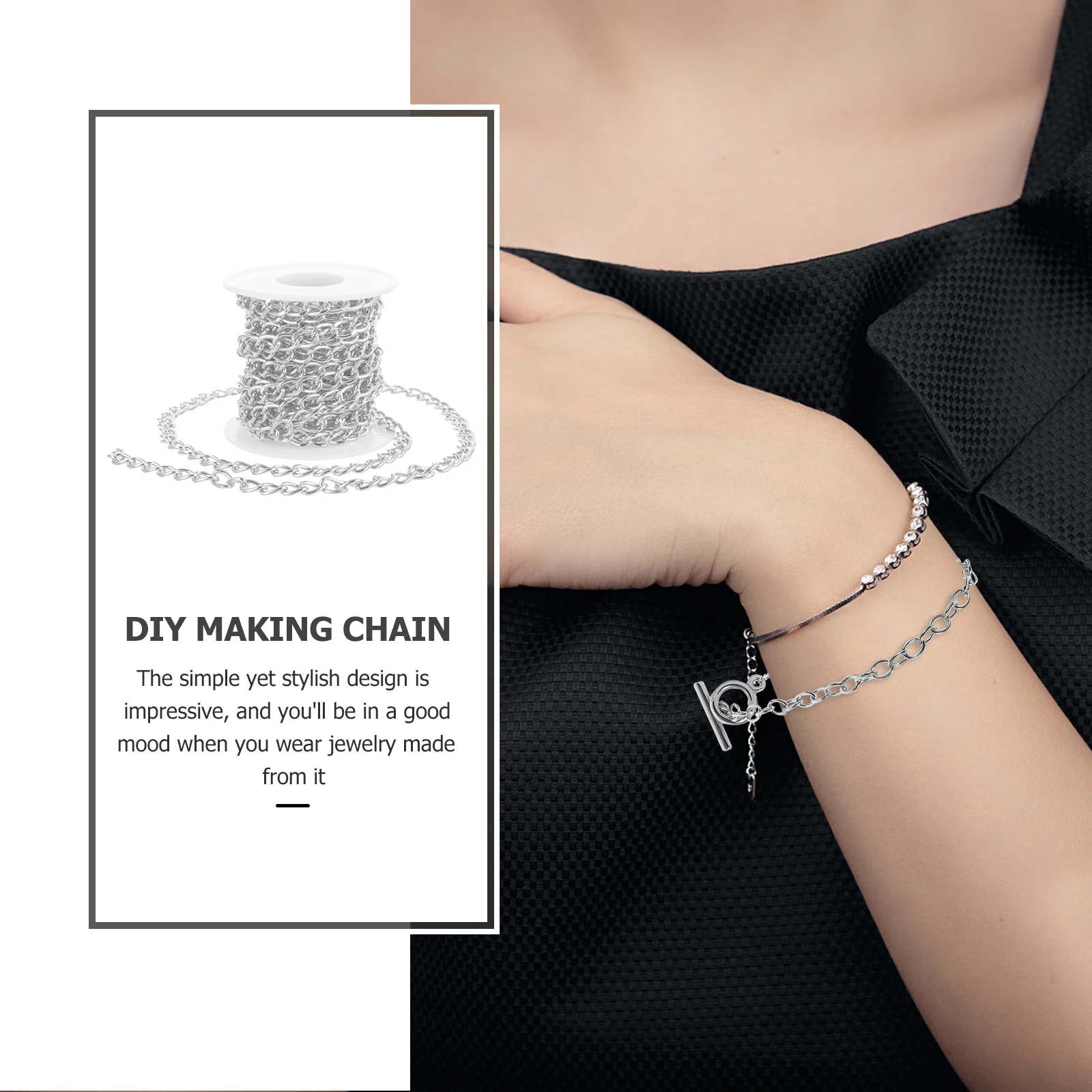 

1 Roll Metal Chain for Jewelry Making DIY Necklace Kit Supplies Craft Chain Link for Bags Clothes Decor Charm Bracelet