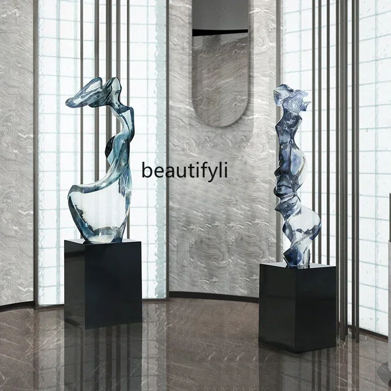 

ld25 53Modern light luxury transparent resin sculpture ornaments Hotel lobby abstract art aisle floor decoration