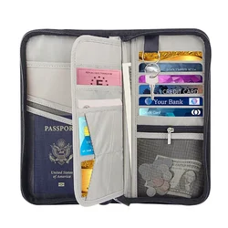 RFID Blocking Passport Holder, Travel Wallet, Ticket, Credit Card Bag, Multifunctional Zipper Wallet with Wrist Strap, Fashion