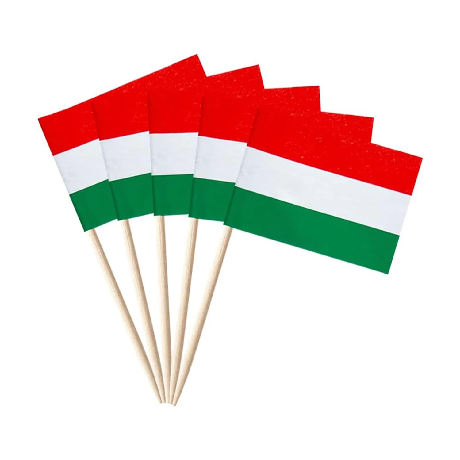 100 Pcs Hungary Flag Hungary Toothpick Flags Mini Small Hungary Cupcake Toppers Stick Flags Banner Party Cocktail Fruit Deco