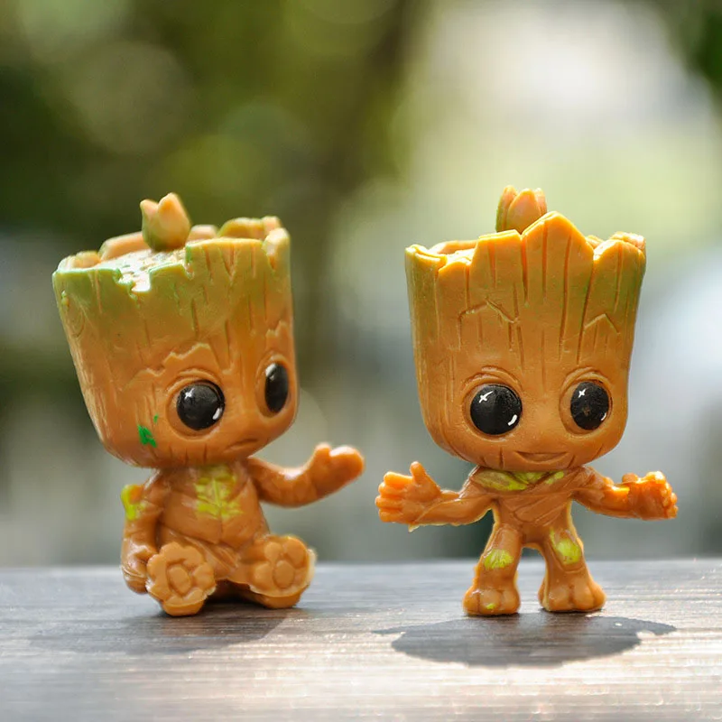 4PCS Cute Groot Miniature Model Home Supplies Decoration Figurine Handicrafts Anime Hero Tree Man Character Decoration Ornament