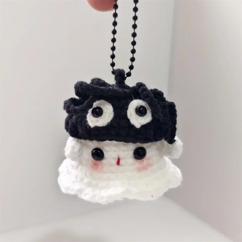 Petit Fantôme Tissé à la Main, Couple Mignon, Porte-clés, Sac Pendentif Voiture, Cadeau Animaux en Peluche, Jouets, 1 Pièce