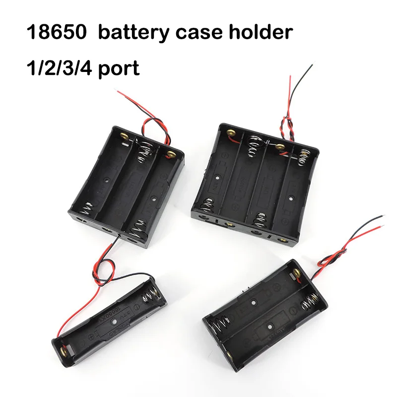 1/2/3/4 Slot way 18650 Battery Storage Box Case DIY Batteries Clip 3.7v 1 2 3 4 port  Holder Black Plastic Container Lead 2Pin w