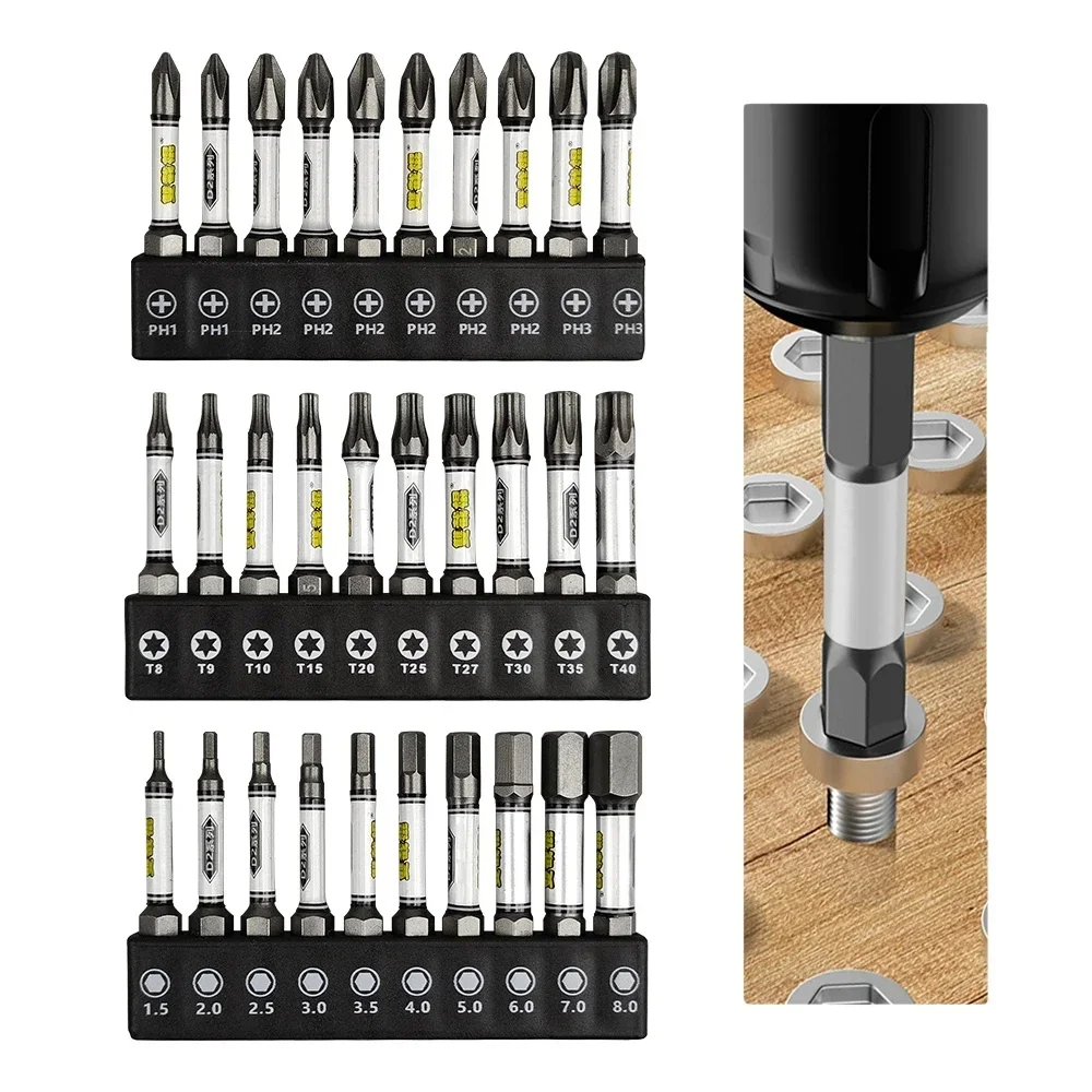 D2 Alloy Steel Screwdriver Bit1/4 Screwdriver Bit Set Impact Drill Batch Head Torx Hexagonal Cross Head Magnetic Screwdriver Bit