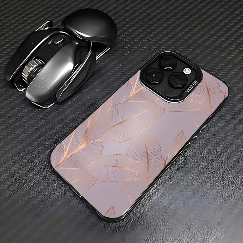 

Pink leaves case for iPhone17 16 15 14 13 12 11 Pro/ Max/Plus shock-proof rear cover anti-fingerprint