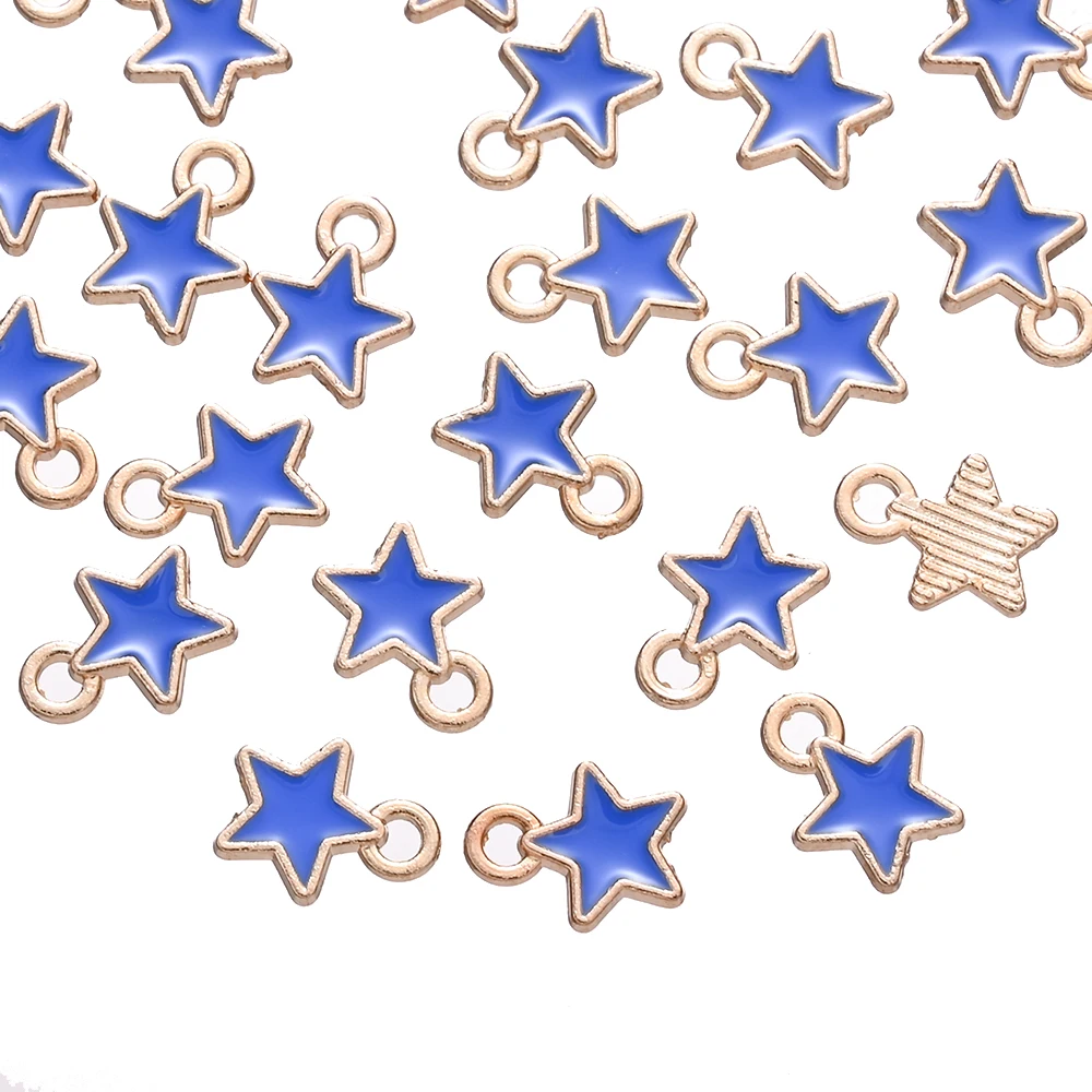 10/50pcs Multicolor Alloy Enamel Star Charms for DIY Jewellery