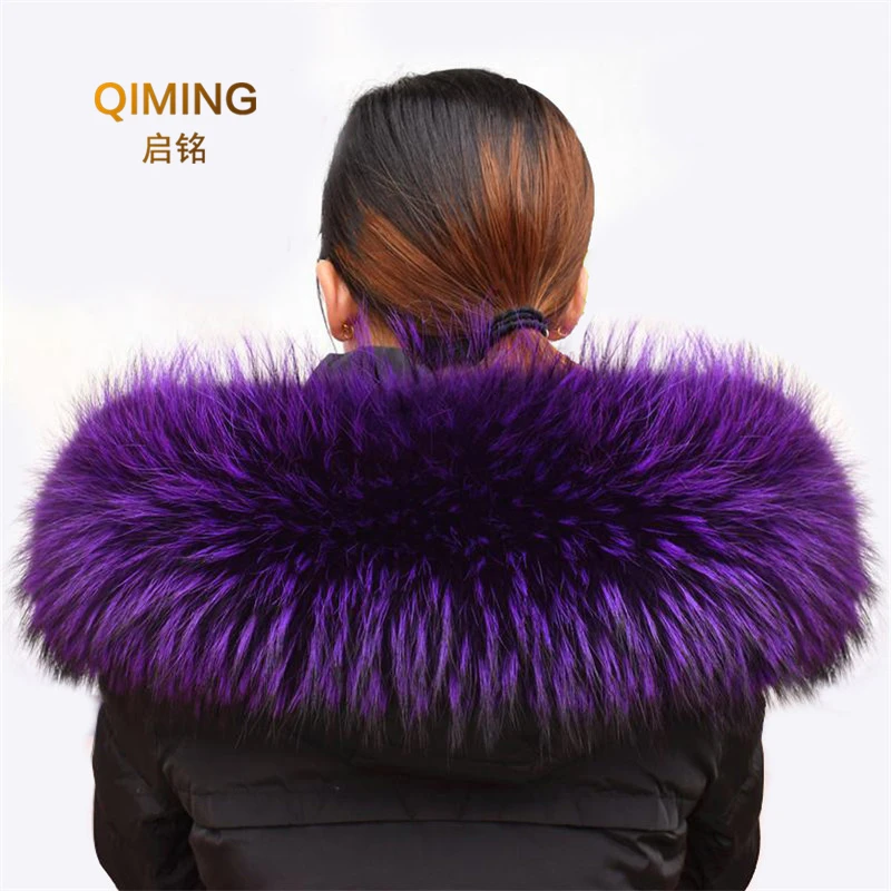 Abrigo cálido de Invierno para mujer, chal grueso de piel de mapache, bufandas de cuello, calentador de cuello 100% de piel Natural, bufanda de piel
