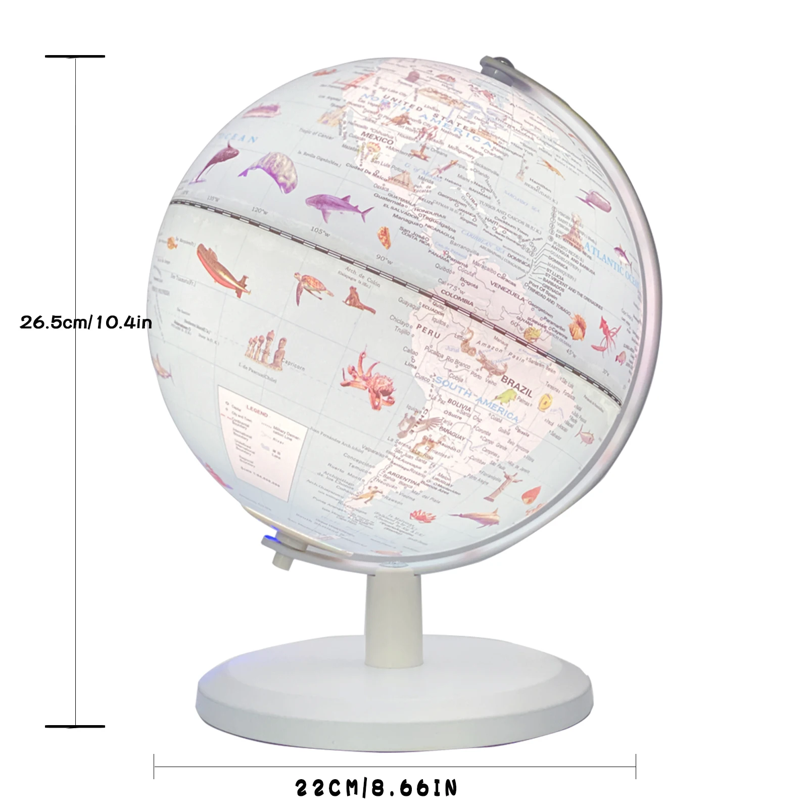 7.8inch Educational World Globe Educational and Decorative Piece  Easy to Read Spinning AR Globe Ideal for Learning Geography