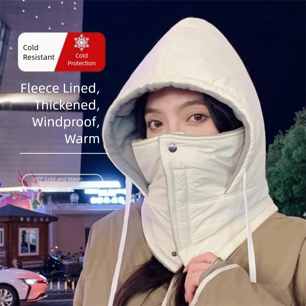 

Fashion Keep Warm Plush Balaclava Hat Thickened Breathable Plush Neck Warmer Windproof Ear Protection Hat Cold Weather