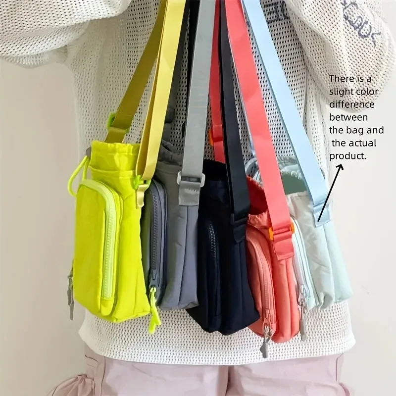 Nylon Crossbody Bag with Adjustable Strap, Phone and Bottle Pocket | Zipper Closure, Minimalist Bag Design, Everyday Carry Bag image 2