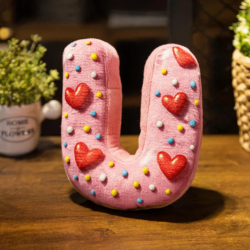 40cm Cute Donut Shape Letter Plush Cushion Alphabet Stuffed Throw Pillow Custom Name Decor Pillow Photo Prop Home Sofa Pillow