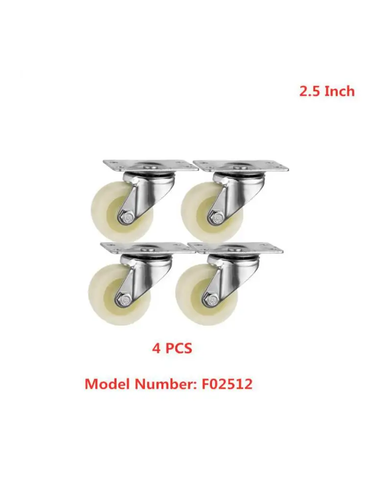 4 Pcs/Lot 2.5-inch Fat Caster Height 80mm Flat Steering Wheel Bearingless Nylon Wear-resistant Industrial Universal