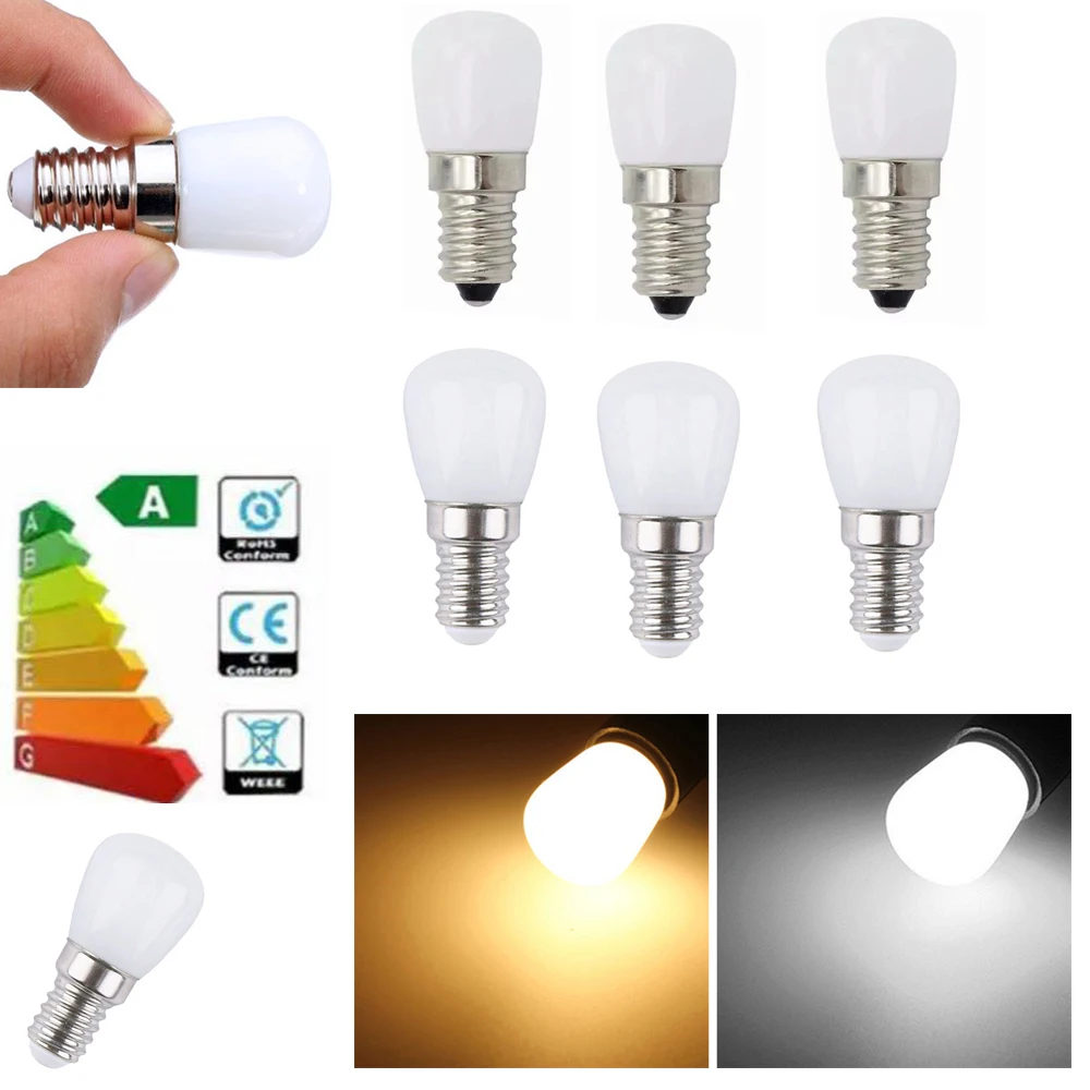 2W Led Fridge Light Bulb E14 Cool Warm White 220V 12V 24V Refrigerator Freezer Indicator Lights Screw For Lamp Replace Halogen
