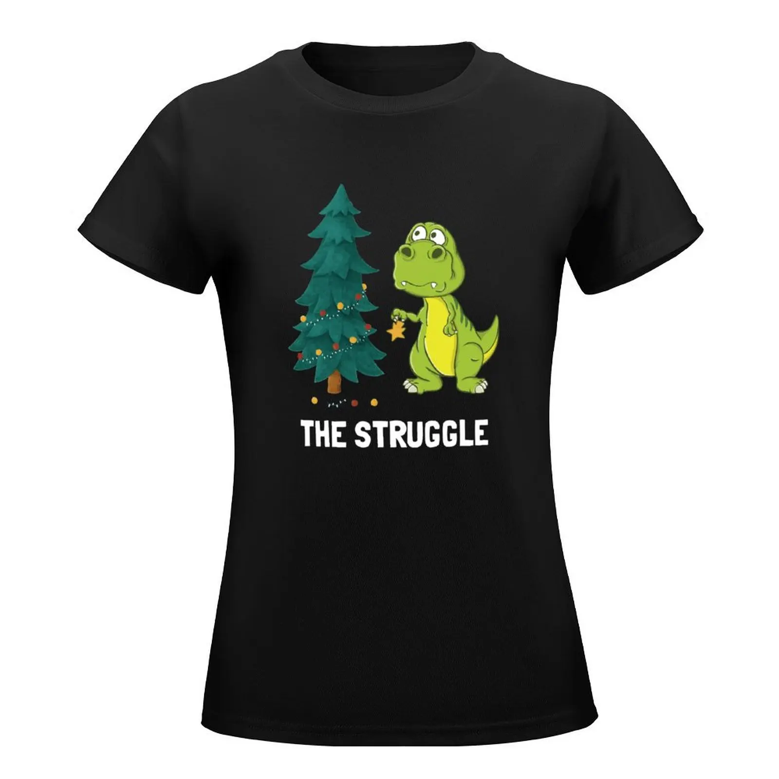 Dinosaur Christmas Tree Struggle T-Shirt hippie clothes aesthetic clothes anime clothes woman t shirt