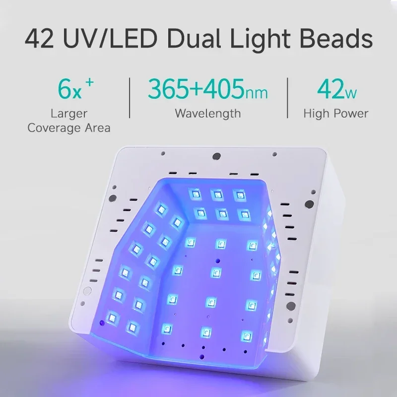 42W UV Nails Lamp High Power Professional 42 Beads Phototherapy Manicure Machine Fast Dryer Rechargeable UV LED Nail Lamp