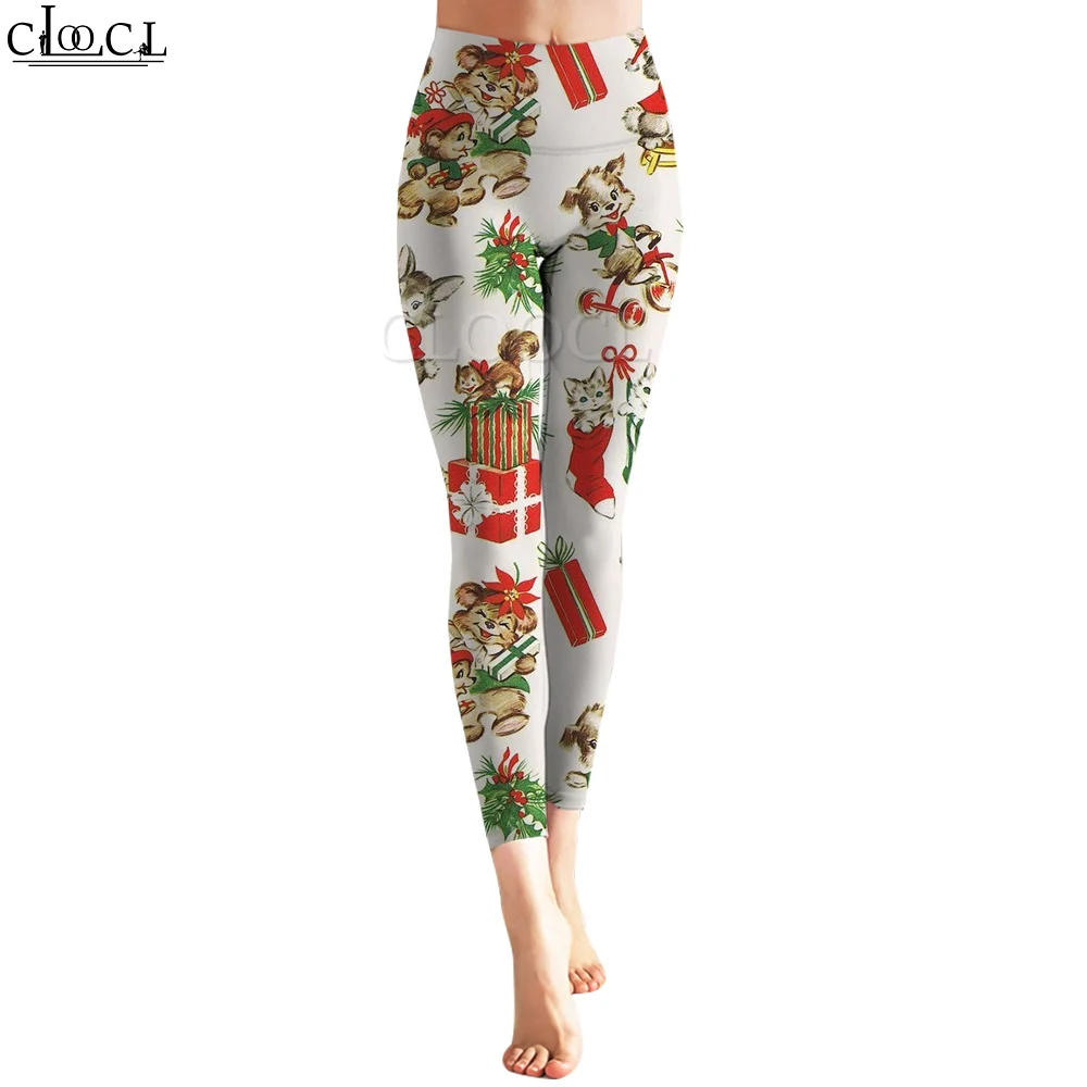 CLOOCL Women Seamless Legging Jogging High Waist Gym Tight Trousers Christmas Squirrel Graphic Printing Fashion Yoga Pants S~XL