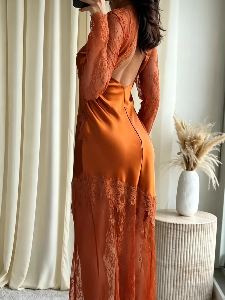 Sukienka maxi z koronki i saty – Dresses recenzja i cena