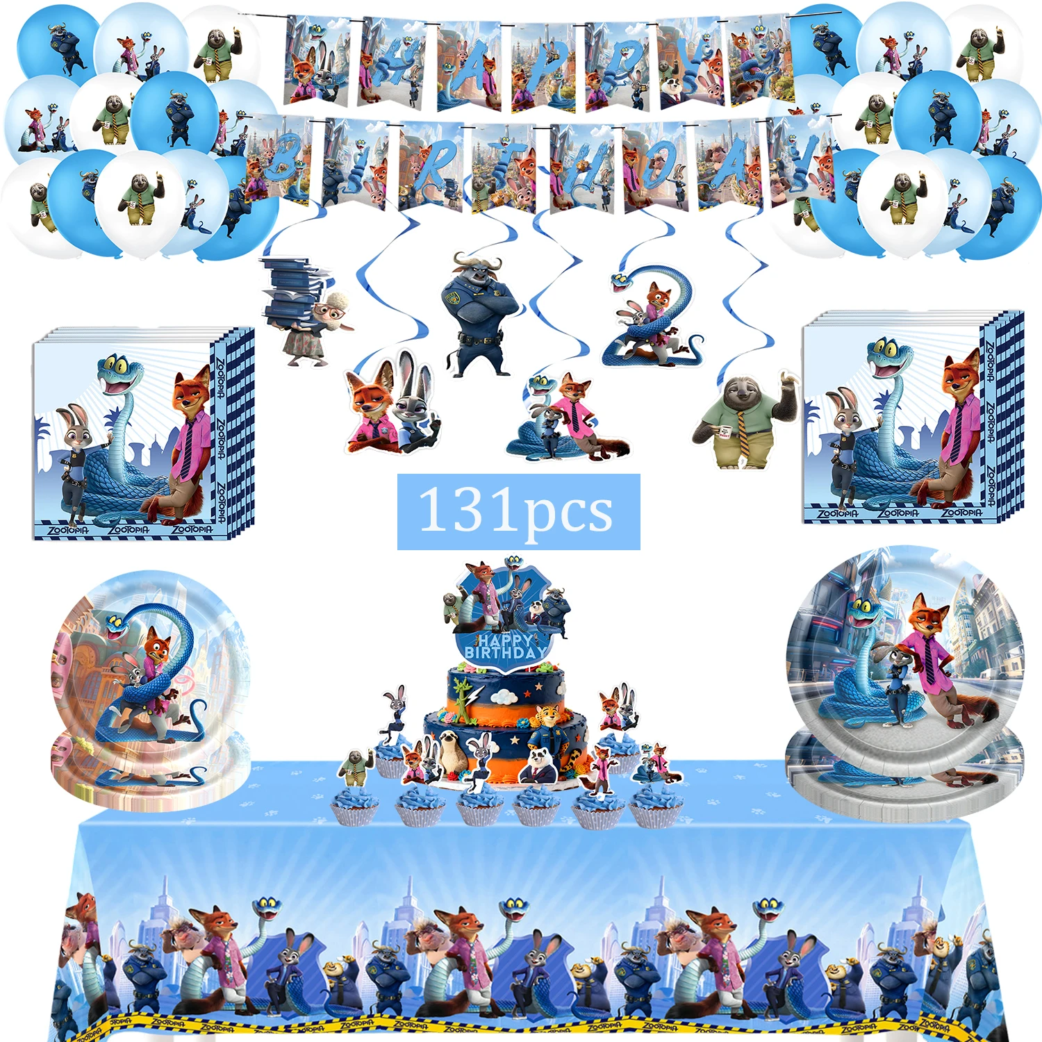 Zootopia 2 décoration de fête d'anniversaire tirer drapeau bannière ballon décoration de gâteau ensemble fournitures de fête filles enfants garçons faveur bébé douche