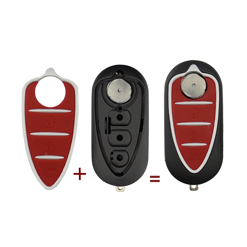 OkeyTech pieghevole Flip Car Remote Key Shell per Alfa Romeo Mito Giulietta 159 GTA 3 pulsanti sostituzione portachiavi auto lama non tagliata