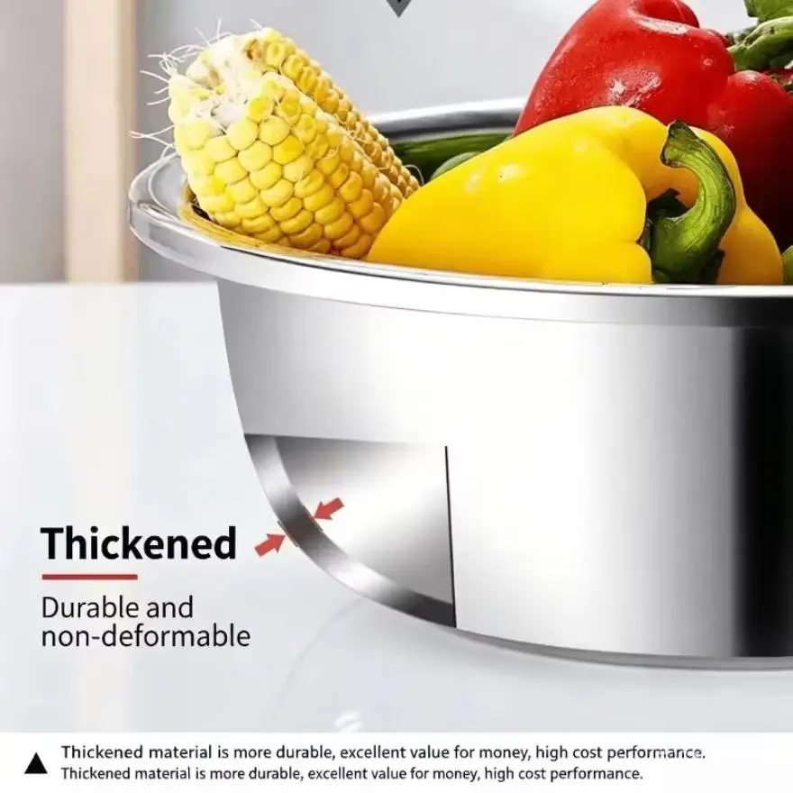 Multi-use Stainless Steel Basin, Large Washbasin Canteen Soup Bowl, Commercial Bucket Basin,Wash Basin Pot Fan Bian