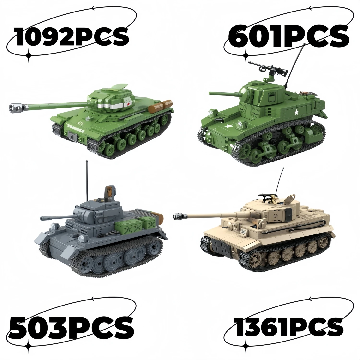 

500+PCS Technical Military Tanks Series Heavy TANK BT-7 Light Tank Soldier Building Blocks Bricks Army Kids Children Toys Gifts