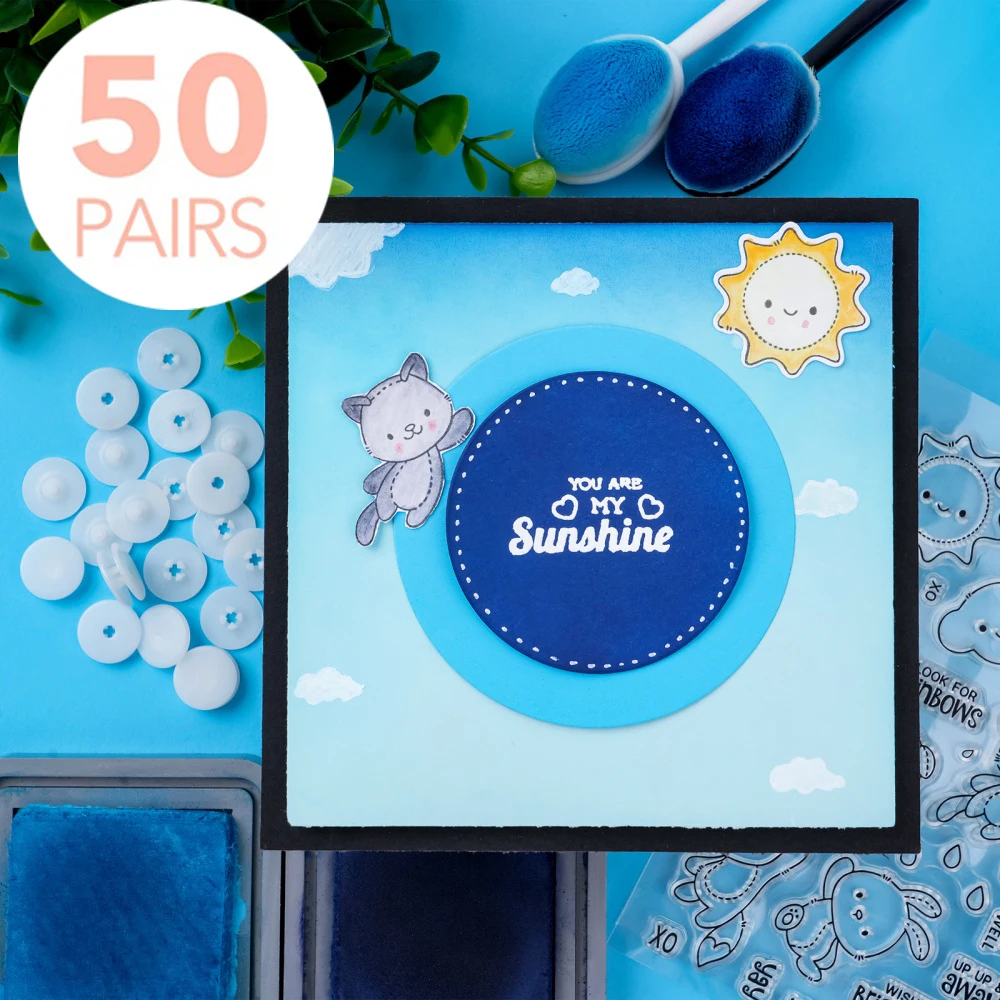 50 Pares de Snap'n Slides para Fazer Cartões Deslizantes, Cartões Giratórios com Braço Articulado, Discos Redondos Interligáveis, Elementos Interativos Fáceis, Snap Spin