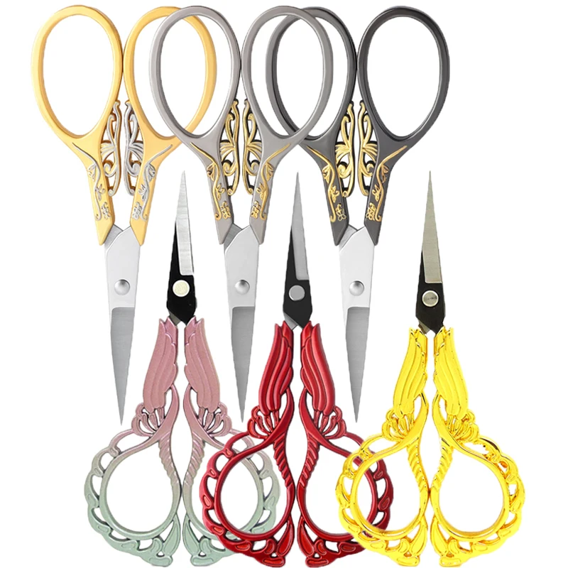 Sewing Scissors Stainless Steel Retro Embroidery Tailor Scissors Dressmaker Shears Fabric Leather Cutter DIY Sewing Accessories