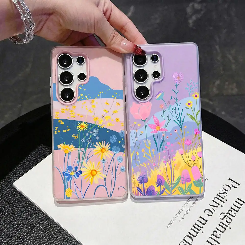 Mountain Meadow Landscape Phone Case 2-in-1 Detachable Clear Case for Samsung S26-S22 Multi-Color Card Holder Soft TPU