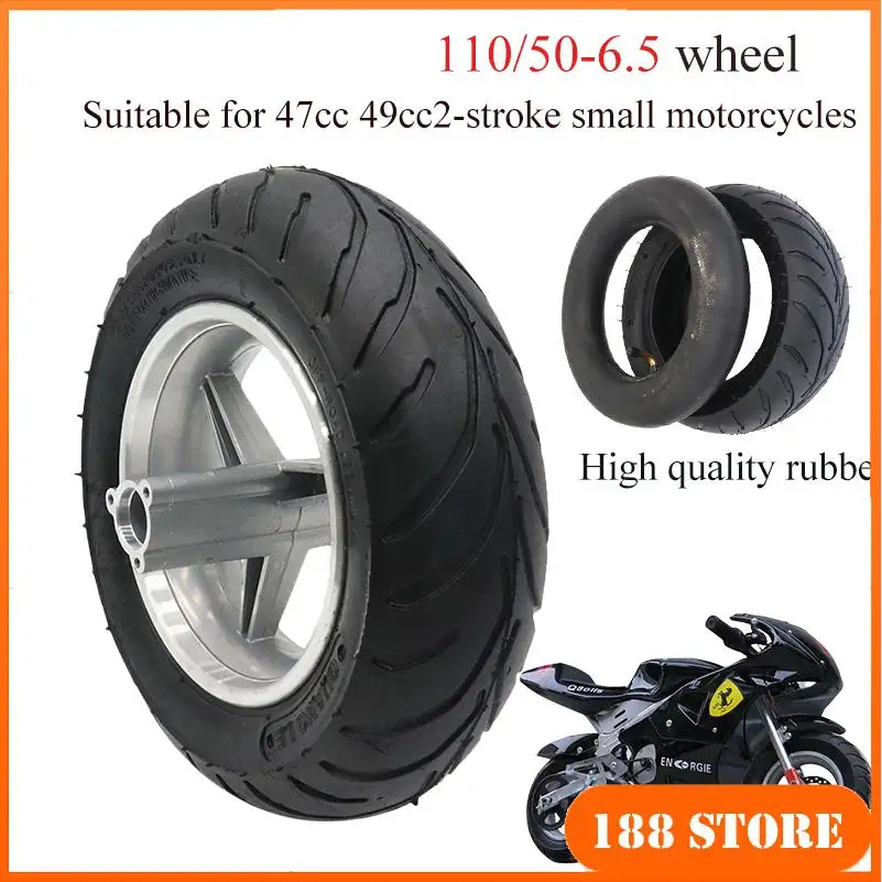 Image of Rad 110/50-6.5 Hinterradfelge mit schlauchlosen Vakuumreifen für Pocket Bike 47cc 49cc 2-Takt Kleinmotorrad