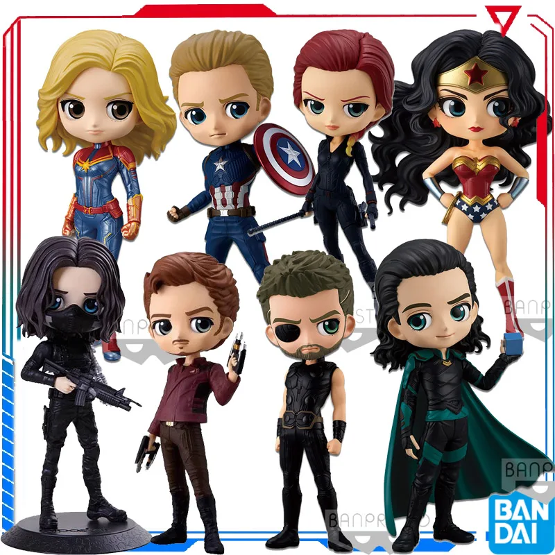 

BANDAI original Banpresto Qposket Marvel Avengers Iron man Captain America Loki Thor Figures model Collection Gift