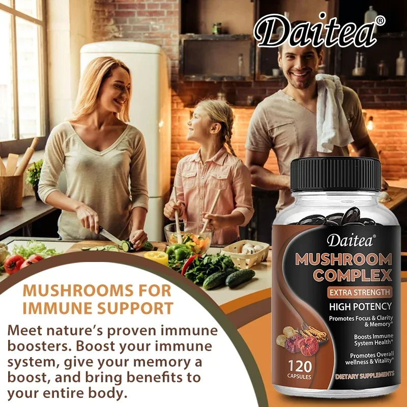 Mushroom Complex High Potency - Helps Improve Focus, Clarity and Memory - Immune System Support - Promotes Overall Health